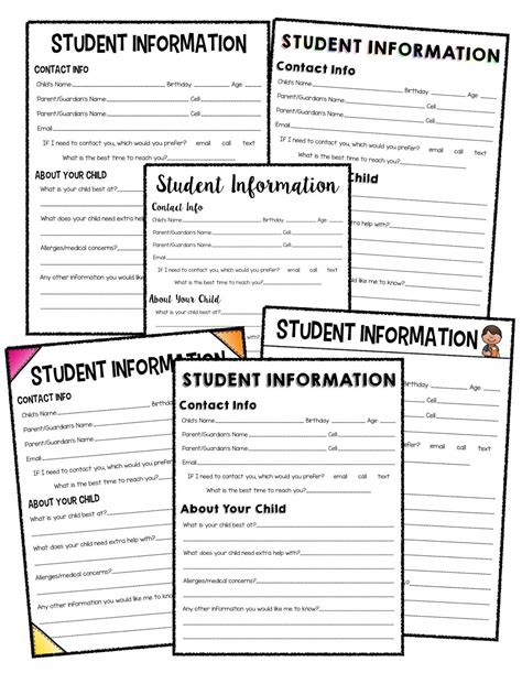 Student Information Sheet- Parent Contact | Student information, Student information sheet ...