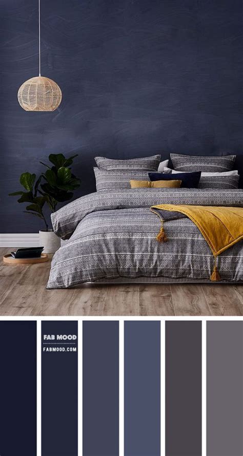 Dark Blue And Grey Bedroom