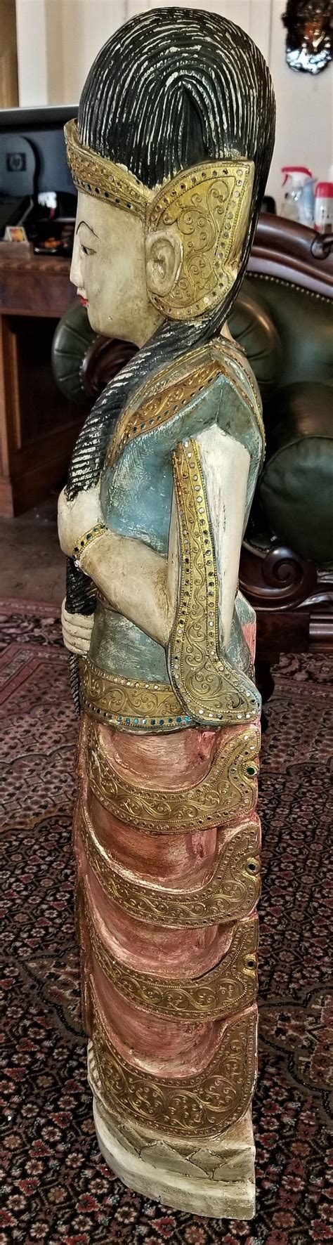 Early 20th Century Thai Goddess Polychrome Statue For Sale At 1stdibs