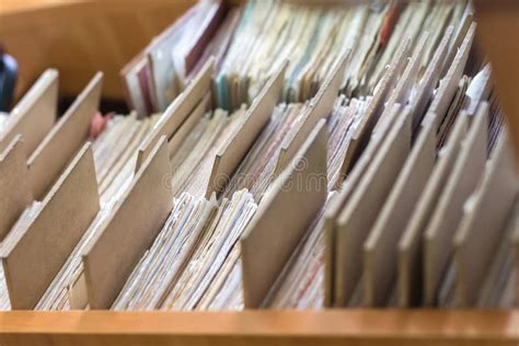 File Folders In A File Cabinet Card Catalog In A Library Stock Image