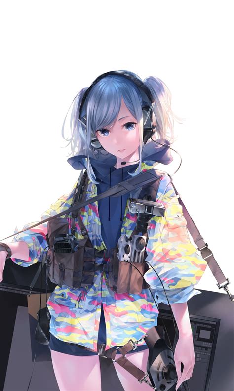 Download 1440x2880 Wallpaper Original Anime Girl Colorful Jacket Lg