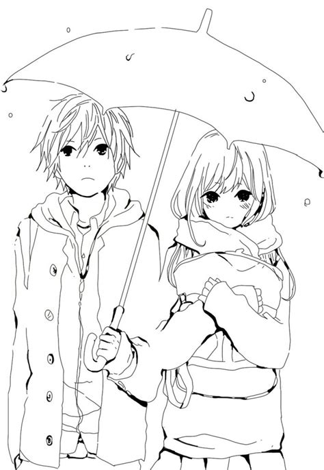 Cute Anime Couple Coloring Pages at GetDrawings | Free download