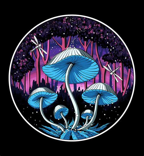 Fantasy Shrooms Room Decor Magic Mushrooms Canvas Poster Psilocybin