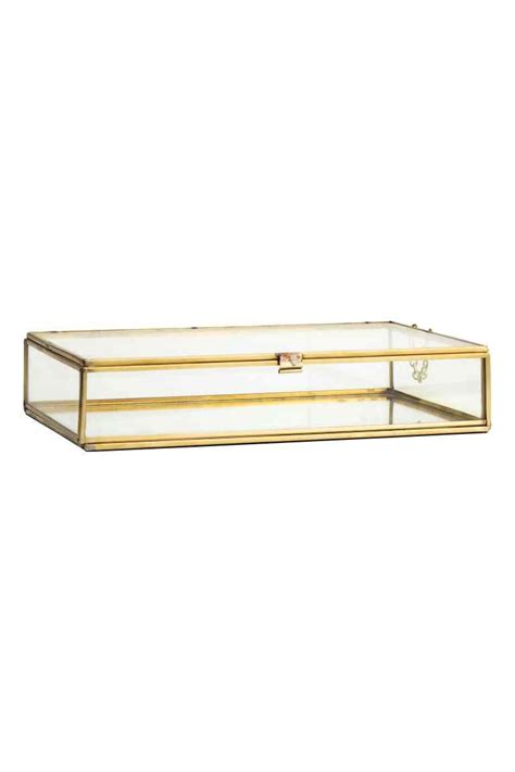 Large Clear Glass Box Gold Home All Handm Gb Glass Boxes Glass Jewelry Box Clear Glass