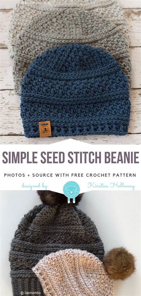 These 23 free knitting patterns will encourage you to use your newly acquired skills and venture into making items for your home or to wear in this simple, delicate baby's blanket uses two basic knitting stitch patterns: Simple Seed Stitch Beanie Free Crochet Pattern | Crochet ...