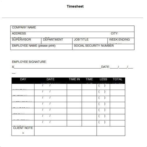 60+ Sample Timesheet Templates - PDF, DOC, Excel | Free & Premium Templates