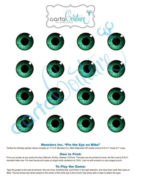 Pin The Eye On Mike Diy Personalized Printable Monsters Inc
