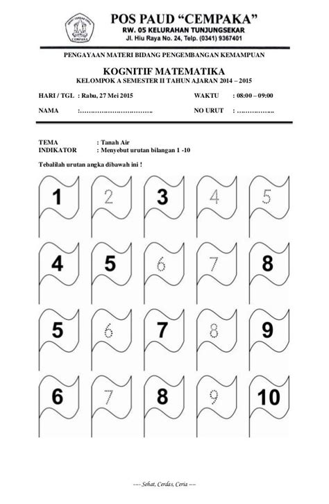 Belajar anak tk mencocokkan angka dengan gambar 1 10 matematika. Latihan Soal Matematika Tk Contoh Soal Kognitif Untuk Anak ...