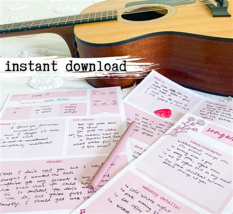Beginner Songwriting Guide Songwriting Template Printable Etsy