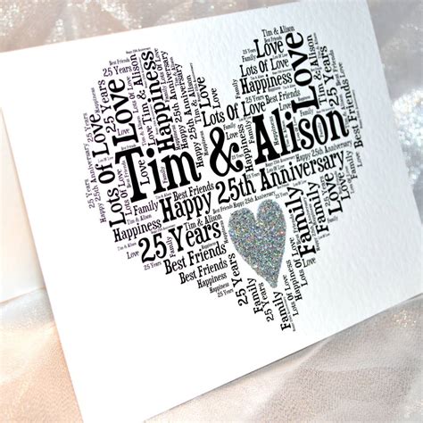 Personalised 25th Wedding Anniversary Love Sparkle Card By Sew Very