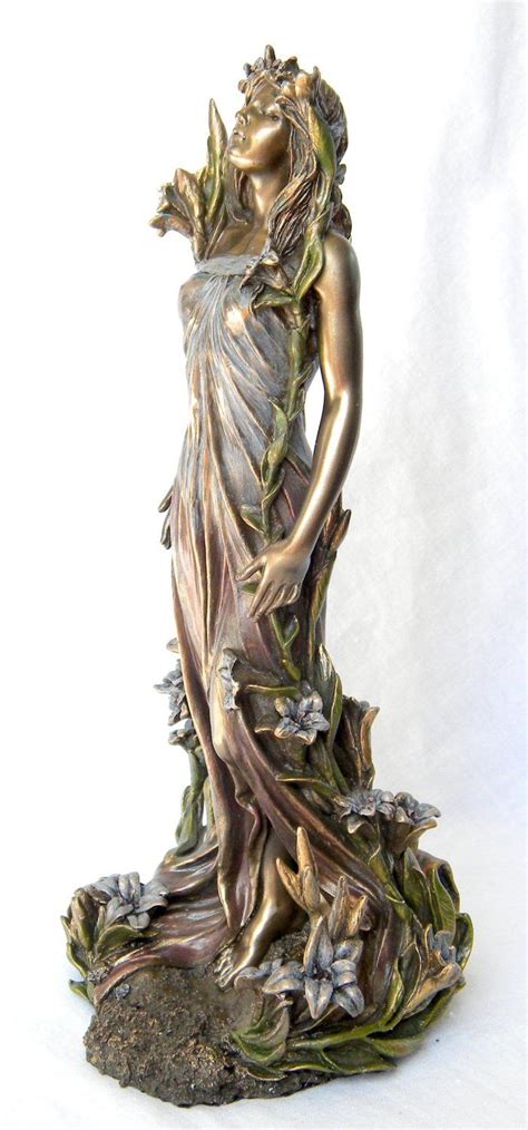 Bronze Art Nouveau Awakening Mucha Lady And Lillies Statue Art