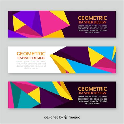 Free Vector Colorful Abstract Banners With Geometric Design