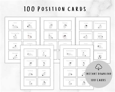 100 Sex Position Cards For Your Jar Of Desire Sex Jar Printable Digital