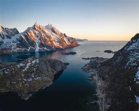 Fjord And Mountains Landscape Lofoten Islands Norway Stock Image