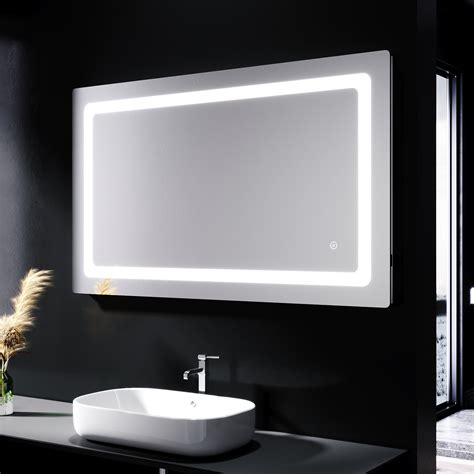 Illuminated Bathroom Mirror With Led Touch Demister Shaver Socket 1000 X 600mm Ebay