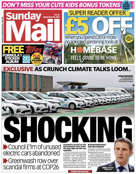 Sunday Mail Front Page 26th Of September 2021 Tomorrows Papers Today