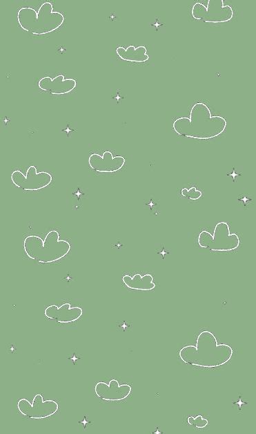Aesthetic Green Phone Background With Clouds Trendy Wallpaper Cute