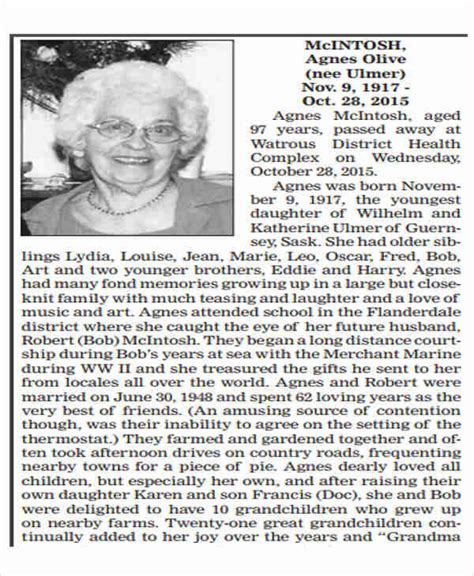 Newspaper Examples Of Obituaries - Obituary Help / Small obituaries small obituaries are concise ...
