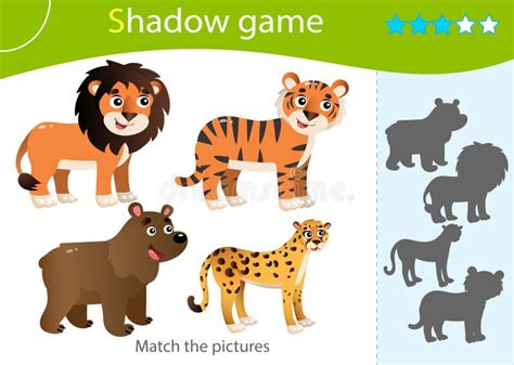 Shadow Game For Kids Match The Right Shadow Color Images Of Wild