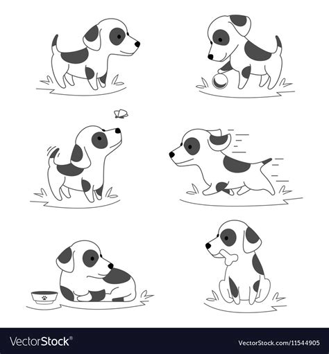 Cute Puppy Dog Doodle Character Royalty Free Vector Image
