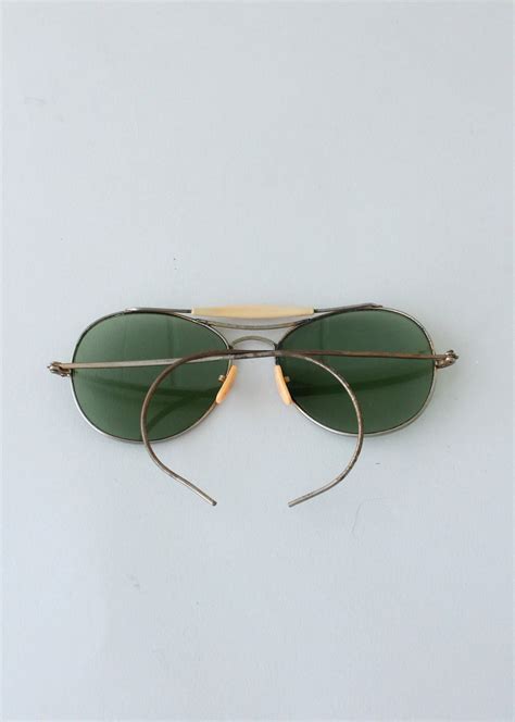 vintage 1940s green glass aviator sunglasses raleigh vintage