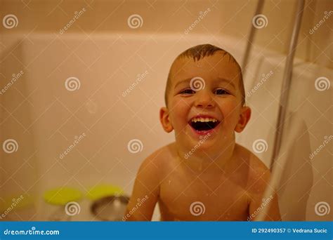 Toddler Having Shower In Bathtub Stock Image Image Of Male Douche