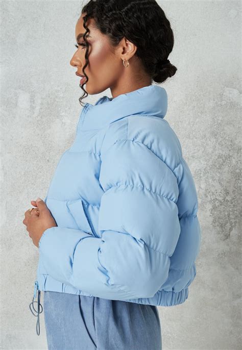 Blue Cropped Puffer Jacket Missguided
