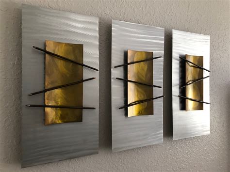 Set Of 3 Abstract Metal Wall Art Sculpture By Holly Lentz By Onlyart76