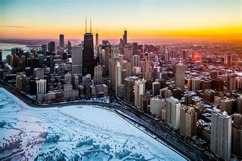 Chicago Winter Sunset This Was Taken From A Helicopter Abo Flickr