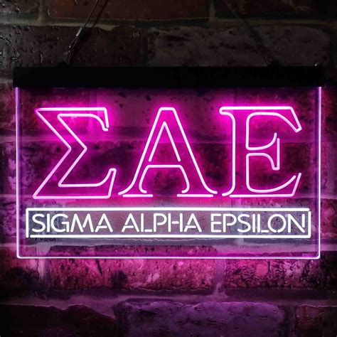 Sigma Alpha Epsilon Fraternity Greek Letter Organization Neon Like Led