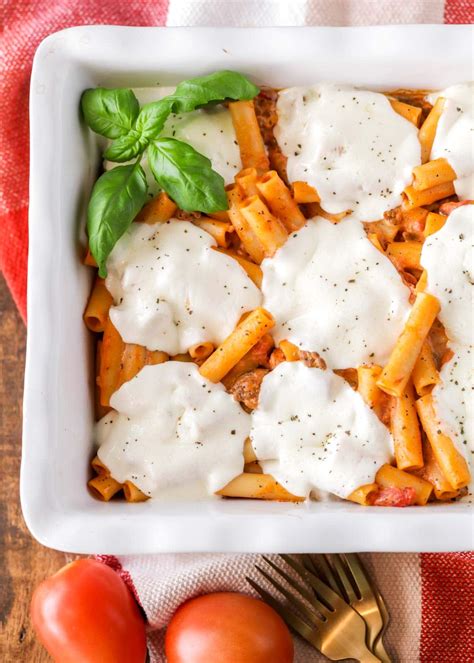 Baked Ziti Recipe With Sausage And Ground Beef Lil Luna
