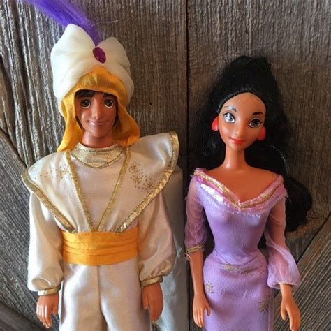 2 Aladdin Barbie Dolls- Aladdin, Jasmine {Vintage Disney Mattel 1990s