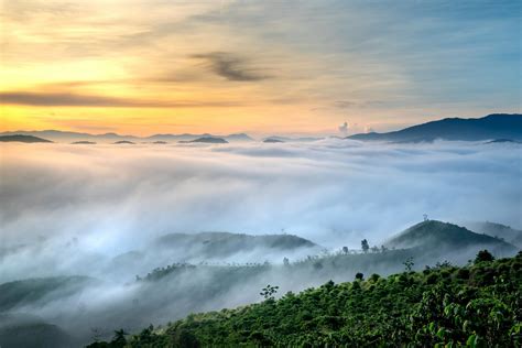 Cloudy Sunrise Sky Over Green Mountain Valley · Free Stock Photo