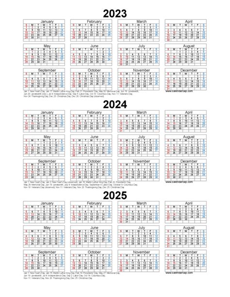 Free Calendar 2023 2024 2025 Printable