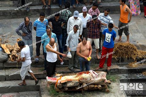 Ceremonial Cremation Place Ghats Of Pashupatinath At The Holy Bagmati