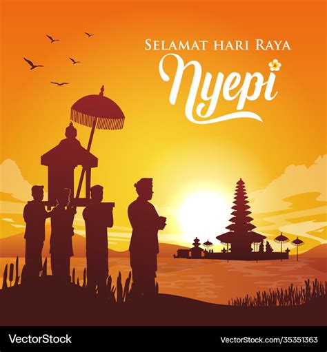Selamat Hari Raya Nyepi Translation Happy Day Vector Image