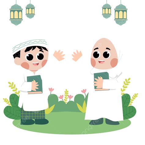 Muslim Kids Greet Each Other Vector Ramadan Quran Muslim Png And