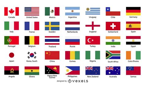 Country Flags Illustration Set Vector Download