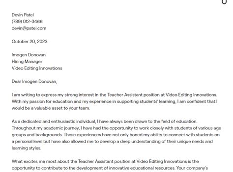 8 Teacher Assistant Cover Letter Examples With In Depth Guidance