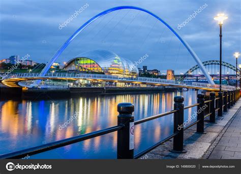 The Gateshead Millennium Bridge With The Tyne Bridge In Background