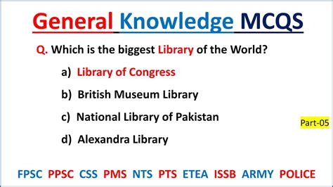 General Knowledge Important Questions With Answers 05 Fpsc Ppsc Css