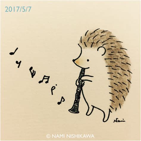 1169 クラリネット Clarinet Hedgehog Drawing Music Drawings Cute Drawings