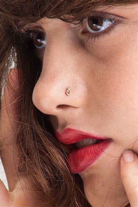 Solid 14k Gold Nose Stud Small Nostril Pin Nose Piercing Etsy Israel