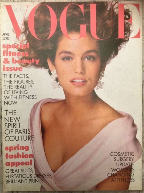 Vintage Vogue April 1987cindy Crawford Cover The Stonehouse Emporium