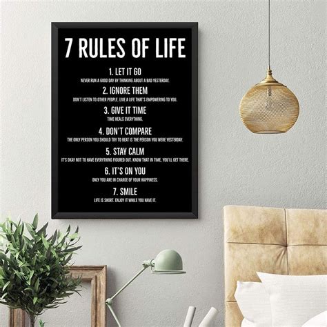 7 Rules Of Life Inspirational Poster To Motivate Room Decoration Wall