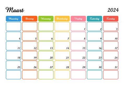 Mooie Kalender Planner Maart 2024