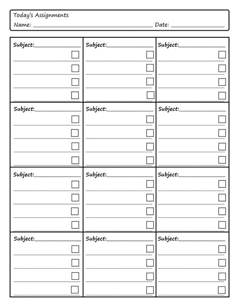 For this purpose, grids are used with each day from 7:00 am. 7 Best Images of Printable Daily Homework Sheet - High School Homework Sheet Printable, Daily ...