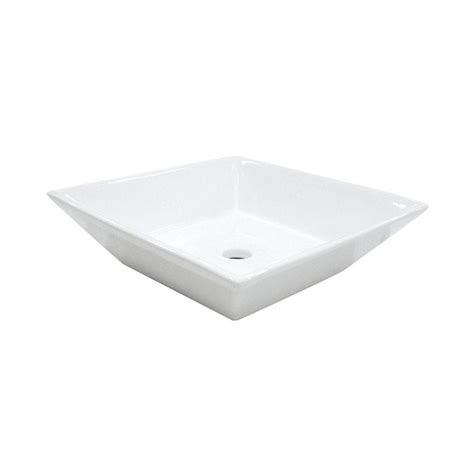 Elements Of Design Artisan White Vessel Square Bathroom Sink At