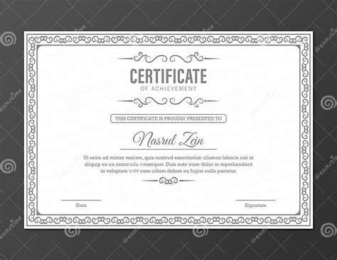 Certificate Of Achievement Template With Vintage Gold Border Vector