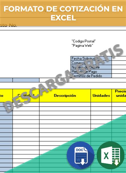 Formato De Cotización Excel Word Y Pdfs Descarga Gratis